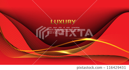 Abstract gold lines curve wavy on red luxury style design modern background vector Abstract gold lines curve wavy on red luxury style design modern background vector 116429431