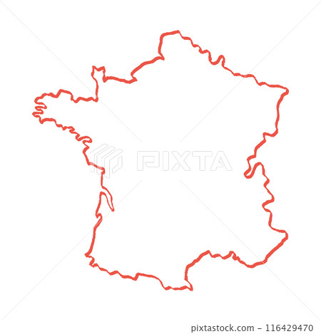 Simple and stylish hand-drawn blank map of France - red line map Simple and stylish hand-drawn blank map of France - red line map 116429470