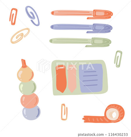 Vector Set of School Stationery Supplies flat design 116430233