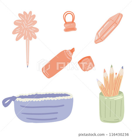 Vector Set of School Stationery Supplies flat design 116430236