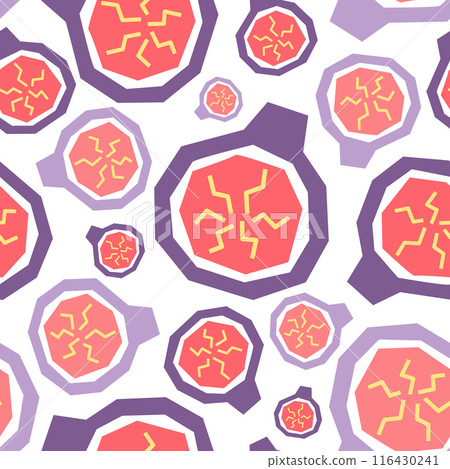 Figs cartoon seamless pattern. Tropical fruits background isolated on white. Figs slice geometric print for fabric, paper, design. Vector illustration Figs cartoon seamless pattern. Tropical fruits background isolated on white. Figs slice geometric print for fabric, paper, design. Vector illustration 116430241