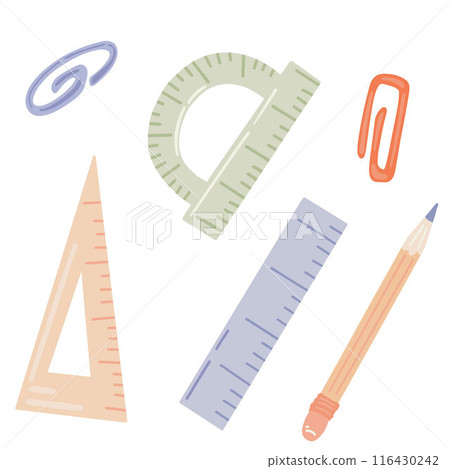 Vector Set of School Stationery Supplies 116430242