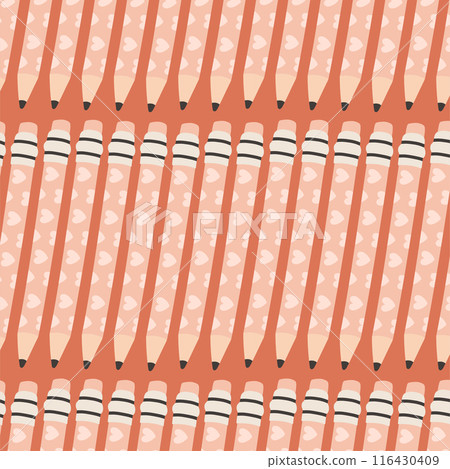 Seamless pattern with pencil, repeat pattern. Design for education, school projects, packaging, stationery decorative Seamless pattern with pencil, repeat pattern. Design for education, school projects, packaging, stationery decorative 116430409