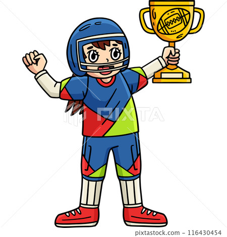 American Football Female Player Trophy Clipart 116430454