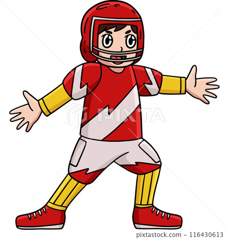 American Football Player Defending Cartoon Clipart 116430613