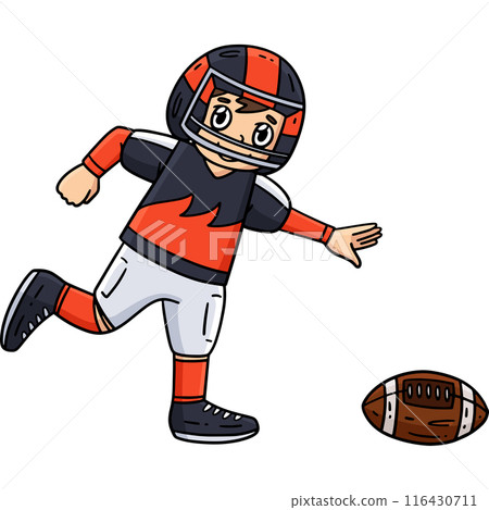 American Player Chasing Football Cartoon Clipart  116430711