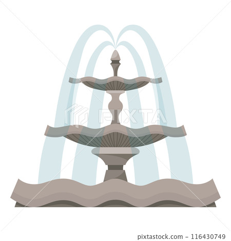 Water fountain and water splash. Vintage and modern architecture decor with splashing drops. Outdoor park decoration with architectural elements cartoon vector 116430749