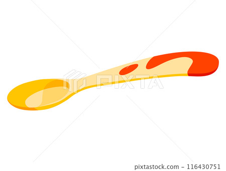 Baby plastic spoon icon. Kids toy tools for eating food and toddler feeding on dinner, breakfast or lunch 3D vector illustration on white background. Picnic, kitchen equipment concept 116430751