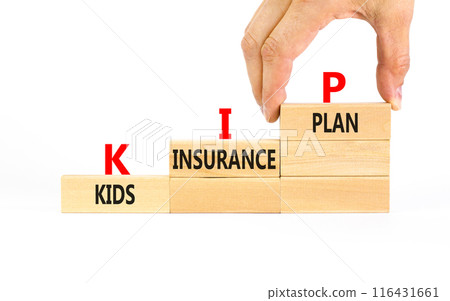 KIP kids insurance plan symbol. Concept words KIP kids insurance plan on beautiful wooden blocks. Beautiful white background. Businessman hand. Business KIP kids insurance plan concept. Copy space. KIP kids insurance plan symbol. Concept words KIP kids insurance plan on beautiful wooden blocks. Beautiful white background. Businessman hand. Business KIP kids insurance plan concept. Copy space. 116431661