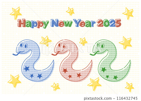 2025蛇年新年賀卡插圖的點蛇 116432745