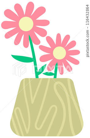 Kid hand drawn cute colorful Spring Summer flower in ceramic pot Kid hand drawn cute colorful Spring Summer flower in ceramic pot 116432864