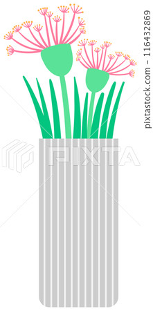 Kid hand drawn cute colorful Spring Summer flower in ceramic pot Kid hand drawn cute colorful Spring Summer flower in ceramic pot 116432869