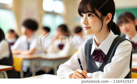 Female students taking classes 116432927