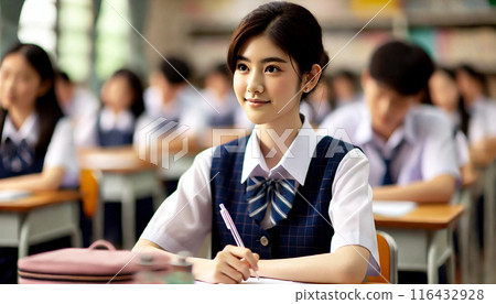 Female students taking classes 116432928