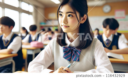 Female students taking classes 116432929