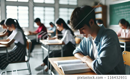 Male students taking classes 116432931