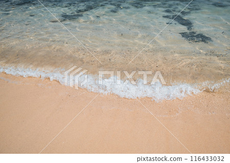 Clear wave splashing on the beach in tropical sea 116433032