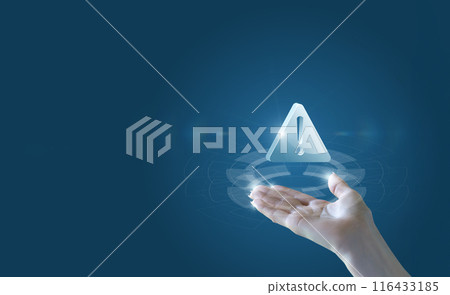 Hand with error symbol . Hand with error symbol . 116433185