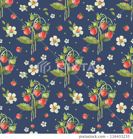 Seamless pattern with watercolor strawberry. 116433235