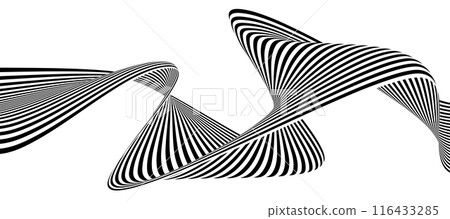 Black and white abstract wavy line stripes. Vector illustration 116433285