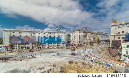 Work bulldozer on the construction of a road timelapse Work bulldozer on the construction of a road timelapse 116433318