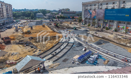 Work bulldozer on the construction of a road timelapse 116433346