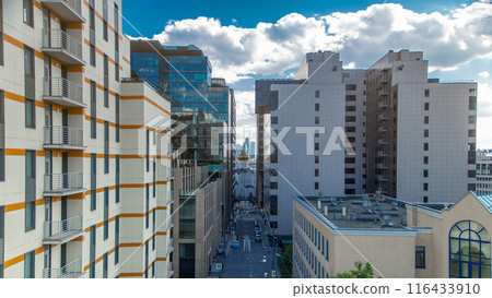 Temple of St. Nicholas timelapse in Tverskaya Zastava between office buildings in Moscow, Russia Temple of St. Nicholas timelapse in Tverskaya Zastava between office buildings in Moscow, Russia 116433910