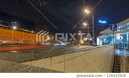 Automobile traffic on Kutuzov Avenue timelapse hyperlapse in Moscow. Automobile traffic on Kutuzov Avenue timelapse hyperlapse in Moscow. 116433916