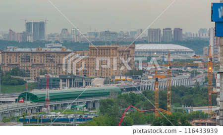 Moscow timelapse, evening view of the third transport ring and the central part of Moscow's rings, traffic, car lights Moscow timelapse, evening view of the third transport ring and the central part of Moscow's rings, traffic, car lights 116433939