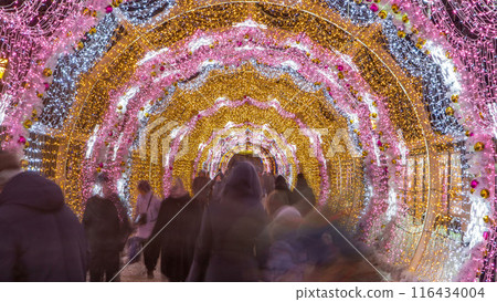 The light tunnel on Tverskoy Boulevard night timelapse. The light tunnel on Tverskoy Boulevard night timelapse. 116434004