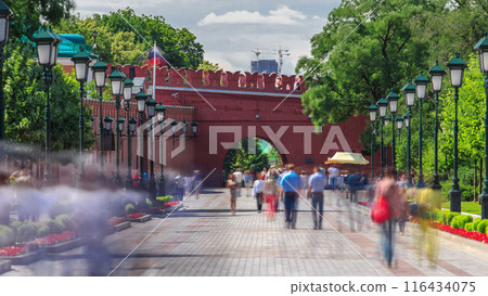 View of the Alexander's garden timelapse. Moscow Kremlin, Russia 116434075