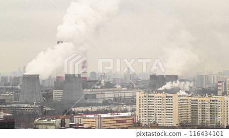 Aerial view of the development of Moscow winter day timelapse 116434101