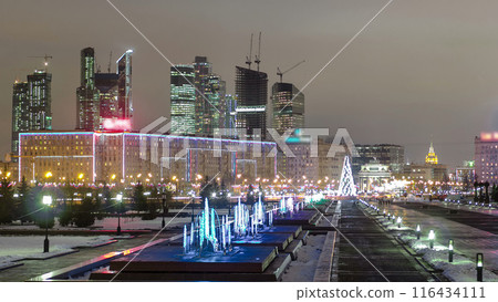 View from Poklonnaya Hill business center Moscow City timelapse hyperlapse. Russia, Moscow View from Poklonnaya Hill business center Moscow City timelapse hyperlapse. Russia, Moscow 116434111