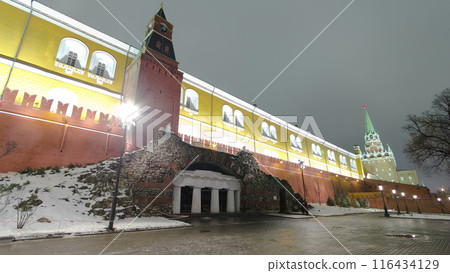 Grotto Ruins in Alexander Garden winter night timelapse hyperlapse, Moscow, Russia Grotto Ruins in Alexander Garden winter night timelapse hyperlapse, Moscow, Russia 116434129