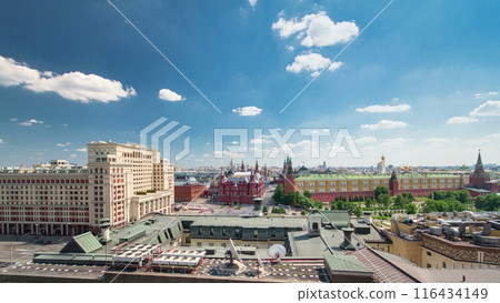 Panorama of Manezh Square, Hotel Moscow, historical Museum and Kremlin timelapse in Moscow, Russia. Panorama of Manezh Square, Hotel Moscow, historical Museum and Kremlin timelapse in Moscow, Russia. 116434149