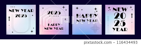 Minimalist aesthetic Y2K New Year background template Set. Retro Minimal Design Minimalist aesthetic Y2K New Year background template Set. Retro Minimal Design 116434493