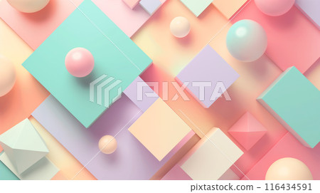 可愛的粉彩設計背景素材幾何圓形方形 可愛的粉彩設計背景素材幾何圓形方形 116434591