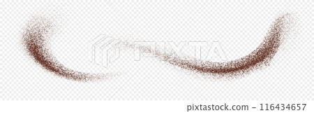 Flying coffee or chocolate powder, dust particles in motion, ground splash Flying coffee or chocolate powder, dust particles in motion, ground splash 116434657