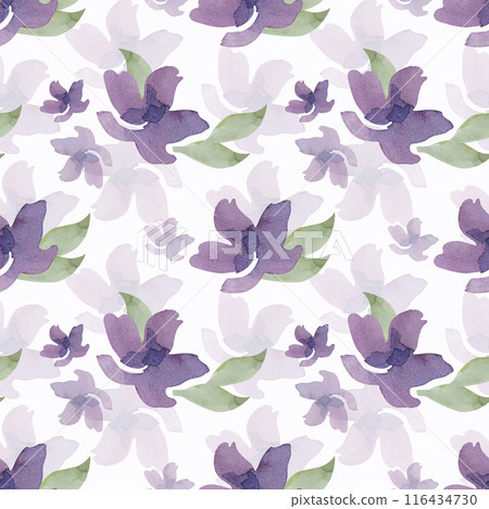 Seamless pattern with watercolor flowers and leaves. Seamless pattern with watercolor flowers and leaves. 116434730