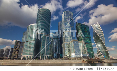 Moscow City business center skyscrapers office buildings and luxury apartments timelapse hyperlapse. Moscow City business center skyscrapers office buildings and luxury apartments timelapse hyperlapse. 116434922