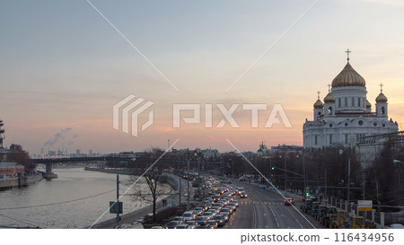 Majestic orthodox Cathedral of Christ Saviour day to night Timelapse hyperlapse, Russia Majestic orthodox Cathedral of Christ Saviour day to night Timelapse hyperlapse, Russia 116434956