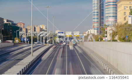 Cars driving on the Prospect Mira timelapse hyperlapse, Moscow, Russia 116435041