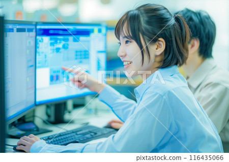 Female engineer pointing at blueprint_4 Female engineer pointing at blueprint_4 116435066