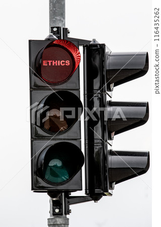 ETHICS Concept. Traffic Light with red light 116435262