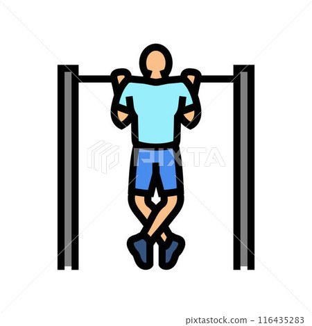 chin ups arm fitness exercise color icon vector illustration 116435283