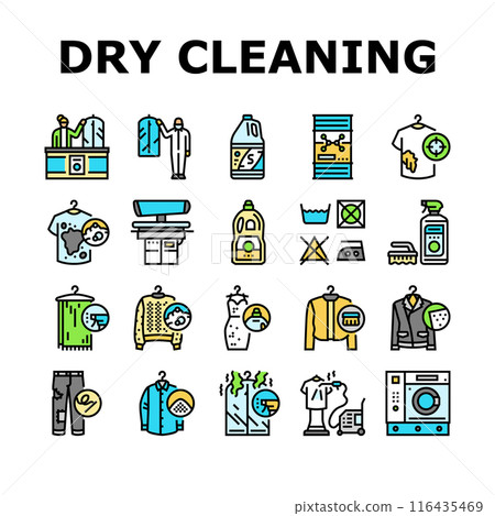 dry cleaning laundry wash service icons set vector dry cleaning laundry wash service icons set vector 116435469