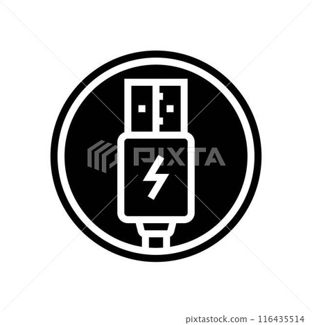 usb charging label product caution glyph icon vector illustration usb charging label product caution glyph icon vector illustration 116435514