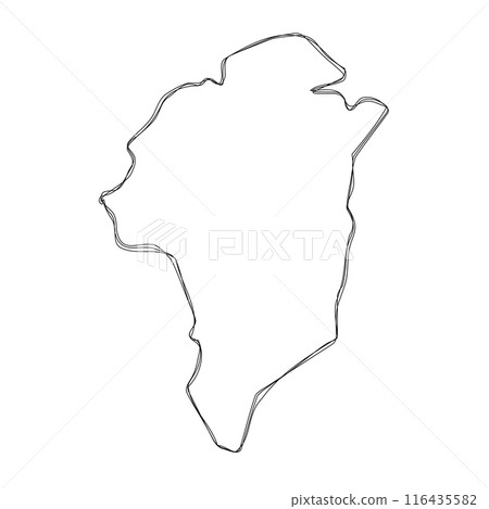 Greenland simplified map.Thin triple pencil sketch outline isolated on white background. Simple vector icon Greenland simplified map.Thin triple pencil sketch outline isolated on white background. Simple vector icon 116435582