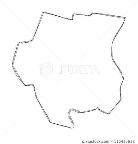 Suriname country simplified map.Thin triple pencil sketch outline isolated on white background. Simple vector icon Suriname country simplified map.Thin triple pencil sketch outline isolated on white background. Simple vector icon 116435638