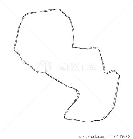 Paraguay country simplified map.Thin triple pencil sketch outline isolated on white background. Simple vector icon 116435670